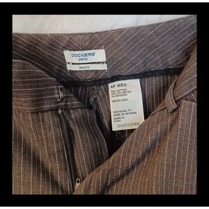 Dockers Womens 4P Med Gray Pinstripe Ideal Fit Classy Dress Pant Wedding Guest